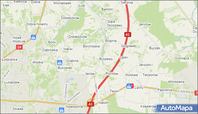 mapa Byszewy, Byszewy na mapie Targeo