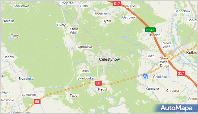 mapa Celestynów powiat otwocki, Celestynów powiat otwocki na mapie Targeo