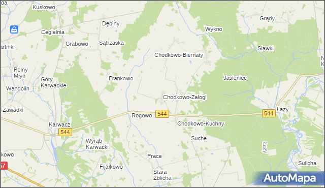 mapa Chodkowo-Załogi, Chodkowo-Załogi na mapie Targeo