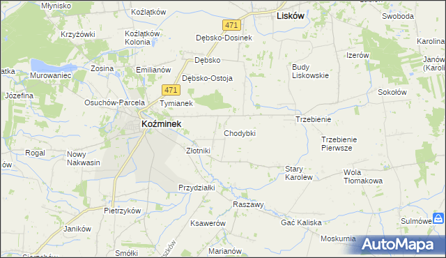 mapa Chodybki, Chodybki na mapie Targeo