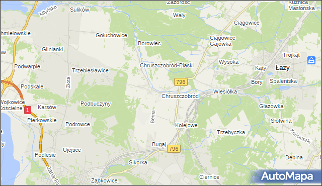 mapa Chruszczobród, Chruszczobród na mapie Targeo