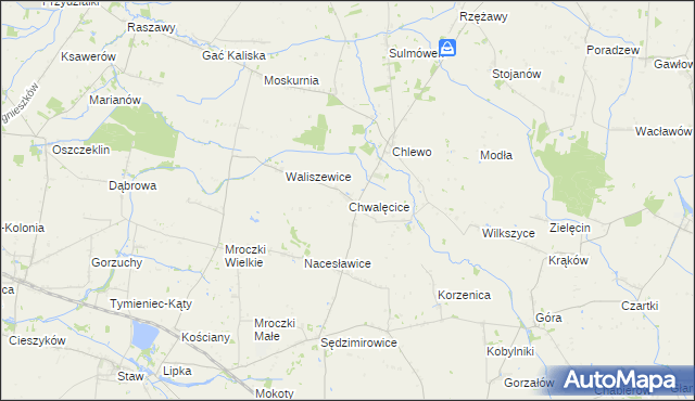 mapa Chwalęcice gmina Goszczanów, Chwalęcice gmina Goszczanów na mapie Targeo