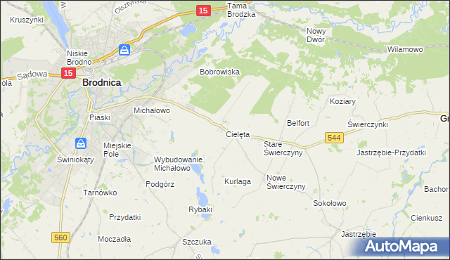 mapa Cielęta, Cielęta na mapie Targeo