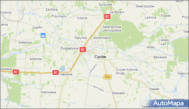 mapa Cyców, Cyców na mapie Targeo