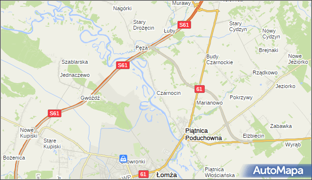 mapa Czarnocin gmina Piątnica, Czarnocin gmina Piątnica na mapie Targeo
