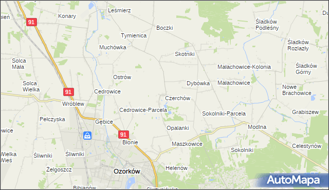mapa Czerchów, Czerchów na mapie Targeo