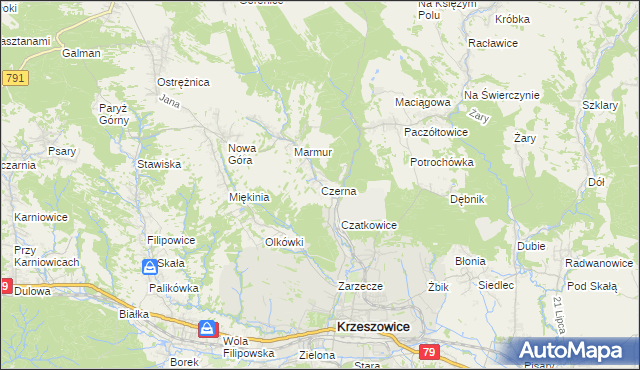 mapa Czerna gmina Krzeszowice, Czerna gmina Krzeszowice na mapie Targeo