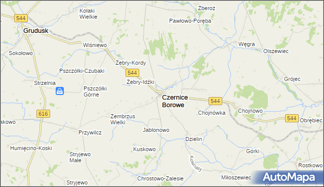 mapa Czernice Borowe, Czernice Borowe na mapie Targeo