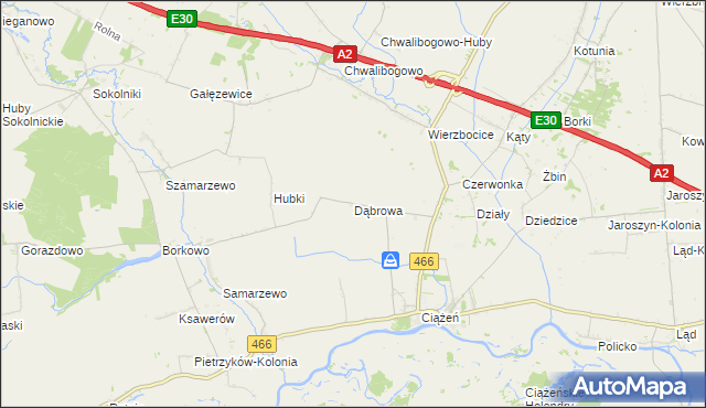 mapa Dąbrowa gmina Lądek, Dąbrowa gmina Lądek na mapie Targeo