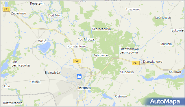 mapa Dąbrowice gmina Mrocza, Dąbrowice gmina Mrocza na mapie Targeo