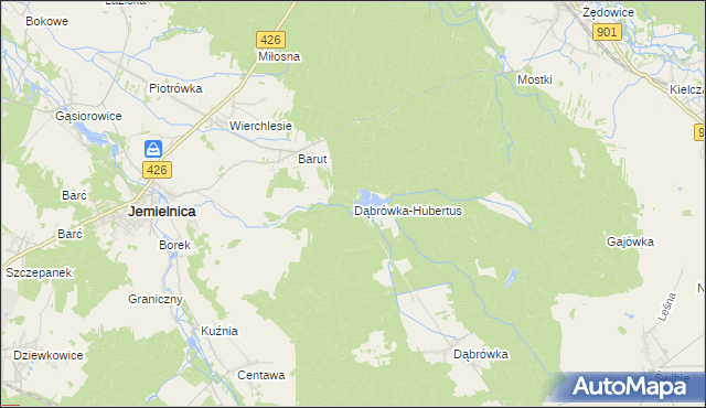 mapa Dąbrówka-Hubertus, Dąbrówka-Hubertus na mapie Targeo
