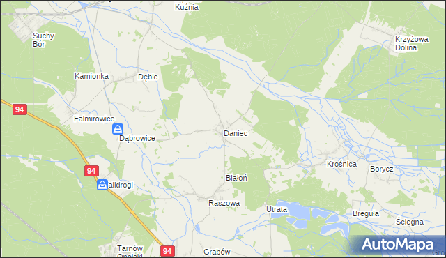 mapa Daniec, Daniec na mapie Targeo