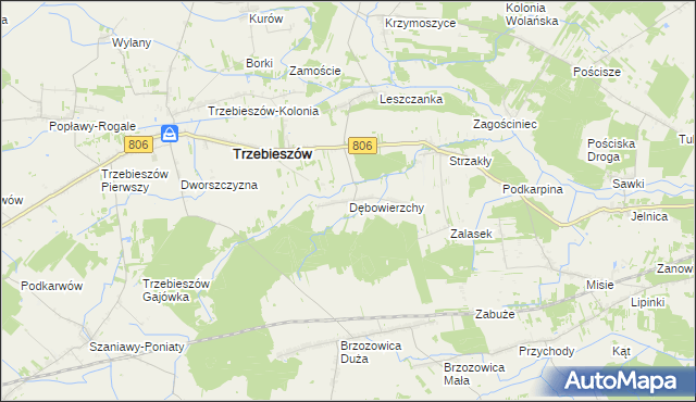 mapa Dębowierzchy, Dębowierzchy na mapie Targeo