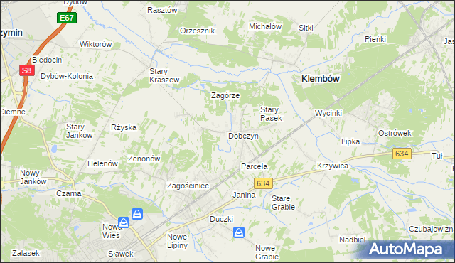 mapa Dobczyn gmina Klembów, Dobczyn gmina Klembów na mapie Targeo