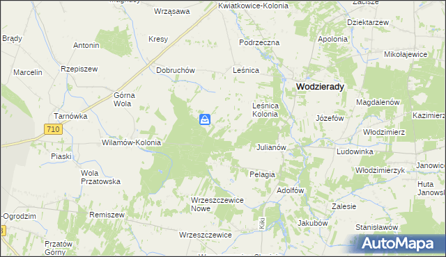 mapa Dobków gmina Wodzierady, Dobków gmina Wodzierady na mapie Targeo