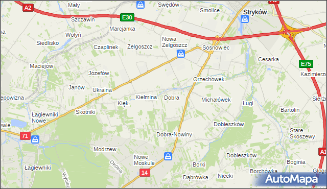 mapa Dobra gmina Stryków, Dobra gmina Stryków na mapie Targeo