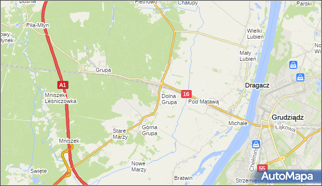 mapa Dolna Grupa, Dolna Grupa na mapie Targeo