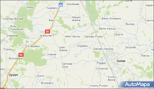 mapa Drążewo, Drążewo na mapie Targeo