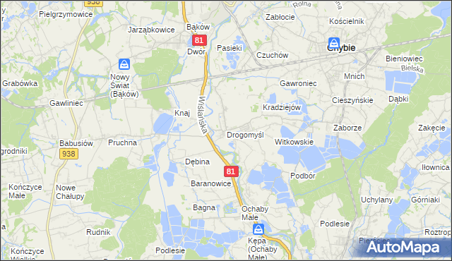 mapa Drogomyśl, Drogomyśl na mapie Targeo