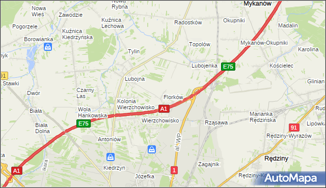 mapa Florków, Florków na mapie Targeo