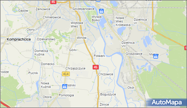 mapa Folwark gmina Prószków, Folwark gmina Prószków na mapie Targeo