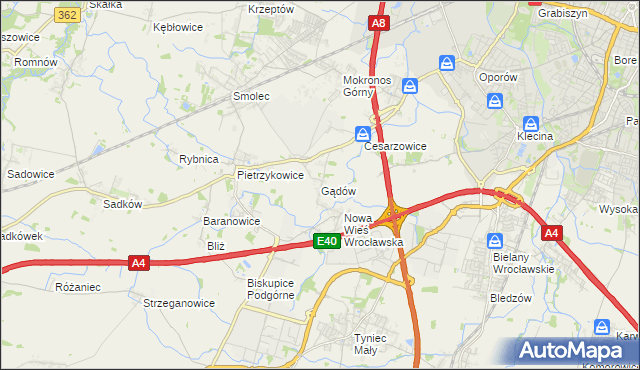 mapa Gądów, Gądów na mapie Targeo