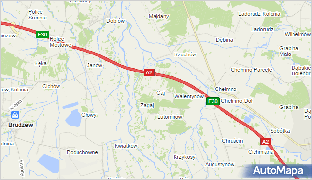 mapa Gaj gmina Dąbie, Gaj gmina Dąbie na mapie Targeo