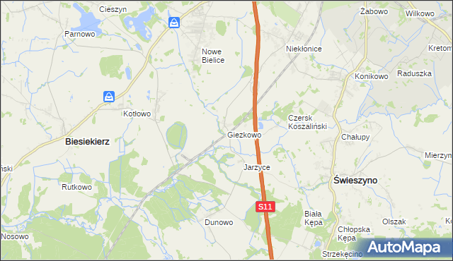 mapa Giezkowo, Giezkowo na mapie Targeo