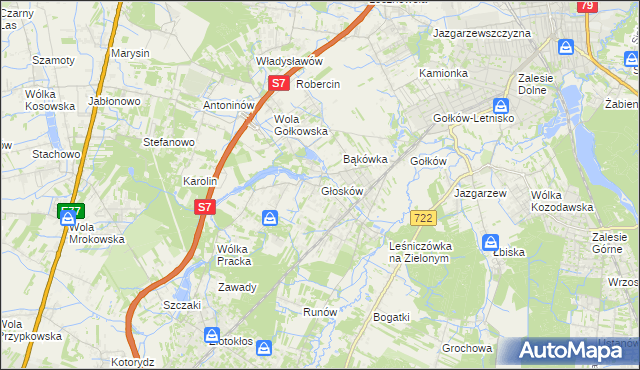 mapa Głosków gmina Piaseczno, Głosków gmina Piaseczno na mapie Targeo