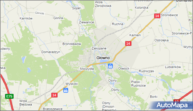 mapa Głowno, Głowno na mapie Targeo