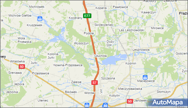 mapa Głuchów gmina Grójec, Głuchów gmina Grójec na mapie Targeo