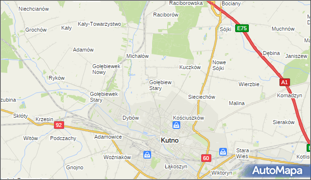 mapa Gołębiew Nowy, Gołębiew Nowy na mapie Targeo