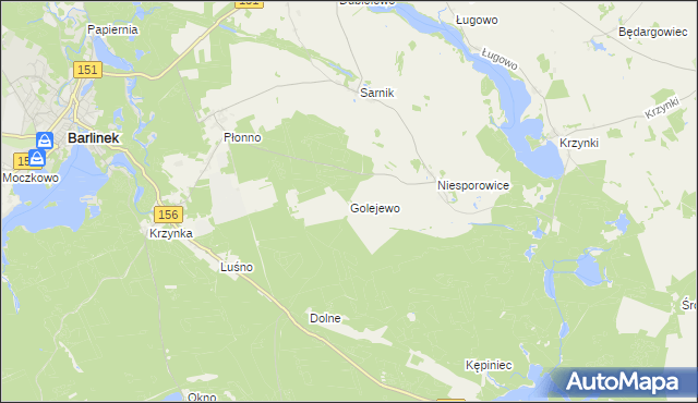 mapa Golejewo gmina Pełczyce, Golejewo gmina Pełczyce na mapie Targeo