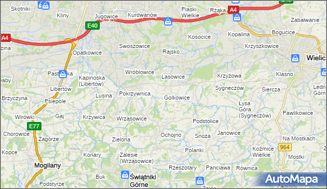 mapa Golkowice, Golkowice na mapie Targeo