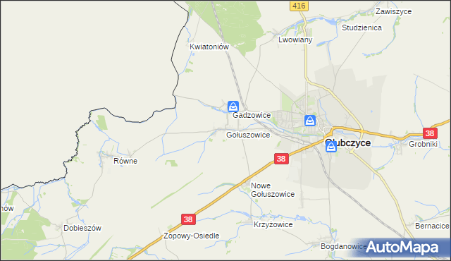 mapa Gołuszowice, Gołuszowice na mapie Targeo