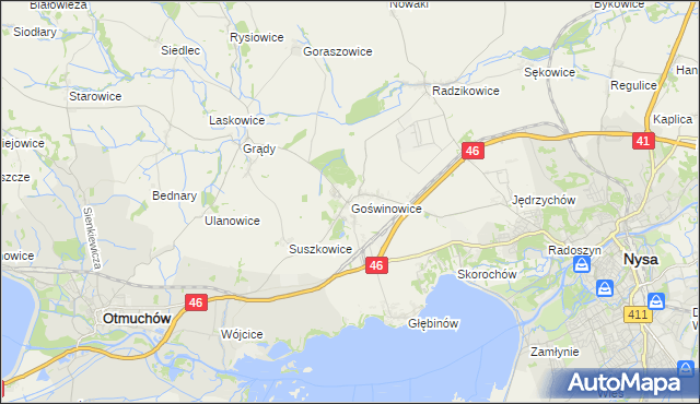 mapa Goświnowice, Goświnowice na mapie Targeo