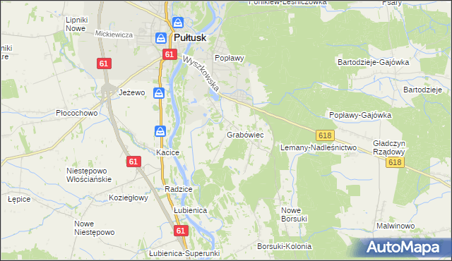 mapa Grabówiec gmina Pułtusk, Grabówiec gmina Pułtusk na mapie Targeo