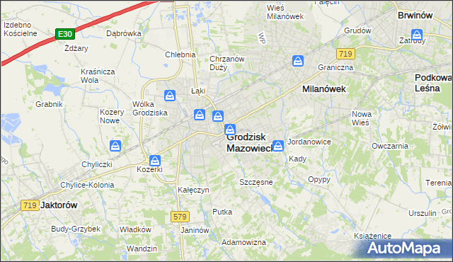 mapa Grodzisk Mazowiecki, Grodzisk Mazowiecki na mapie Targeo