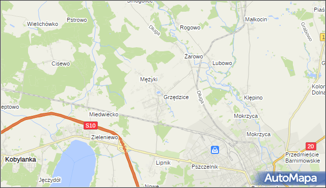 mapa Grzędzice, Grzędzice na mapie Targeo