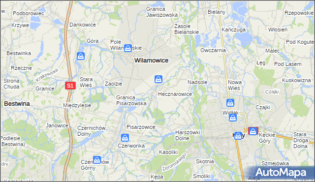 mapa Hecznarowice, Hecznarowice na mapie Targeo