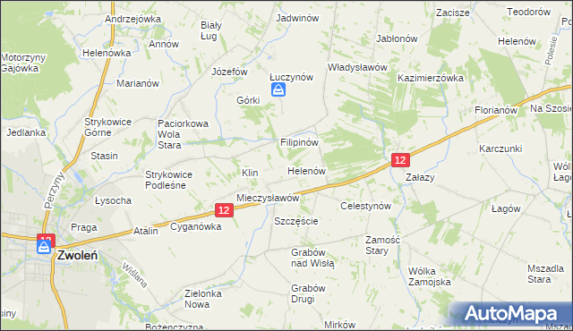 mapa Helenów gmina Zwoleń, Helenów gmina Zwoleń na mapie Targeo