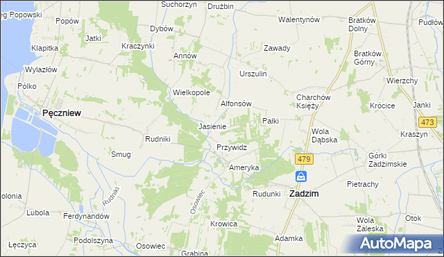 mapa Hilarów gmina Zadzim, Hilarów gmina Zadzim na mapie Targeo