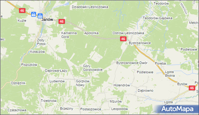 mapa Hucisko gmina Janów, Hucisko gmina Janów na mapie Targeo