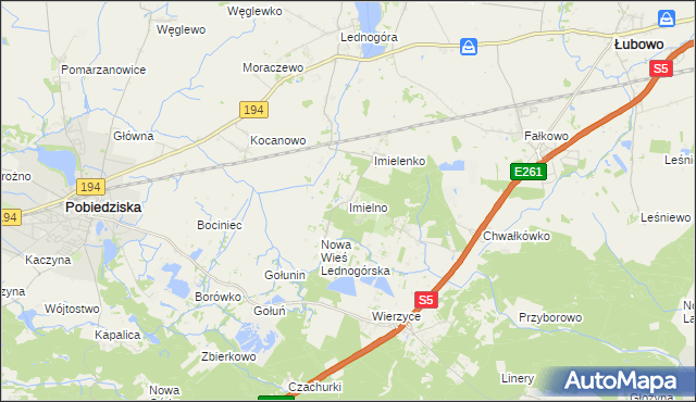 mapa Imielno gmina Łubowo, Imielno gmina Łubowo na mapie Targeo