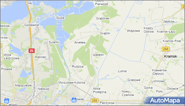 mapa Izabelin gmina Kramsk, Izabelin gmina Kramsk na mapie Targeo