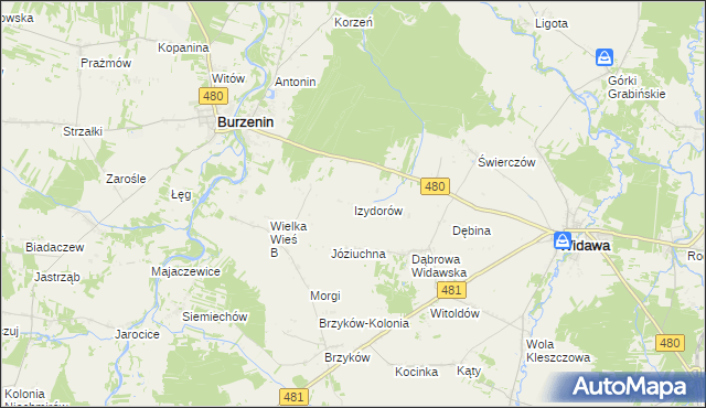 mapa Izydorów, Izydorów na mapie Targeo