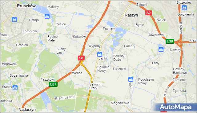 mapa Janki gmina Raszyn, Janki gmina Raszyn na mapie Targeo