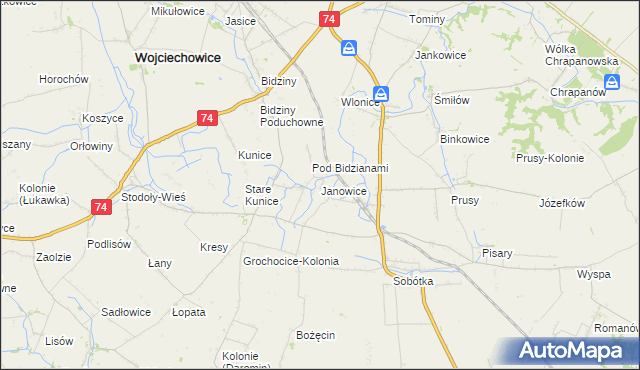 mapa Janowice gmina Ożarów, Janowice gmina Ożarów na mapie Targeo