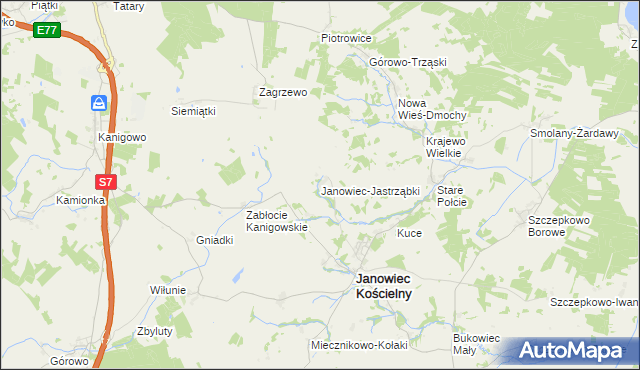 mapa Janowiec-Jastrząbki, Janowiec-Jastrząbki na mapie Targeo