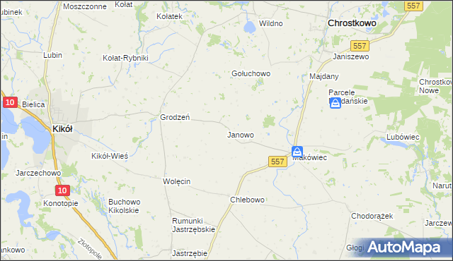 mapa Janowo gmina Kikół, Janowo gmina Kikół na mapie Targeo